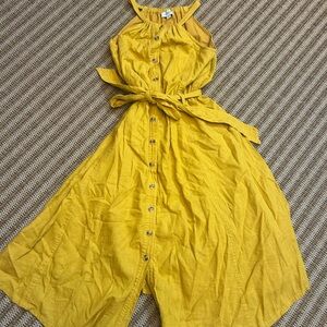 Evereve Yellow Button-Down Midi Dress
